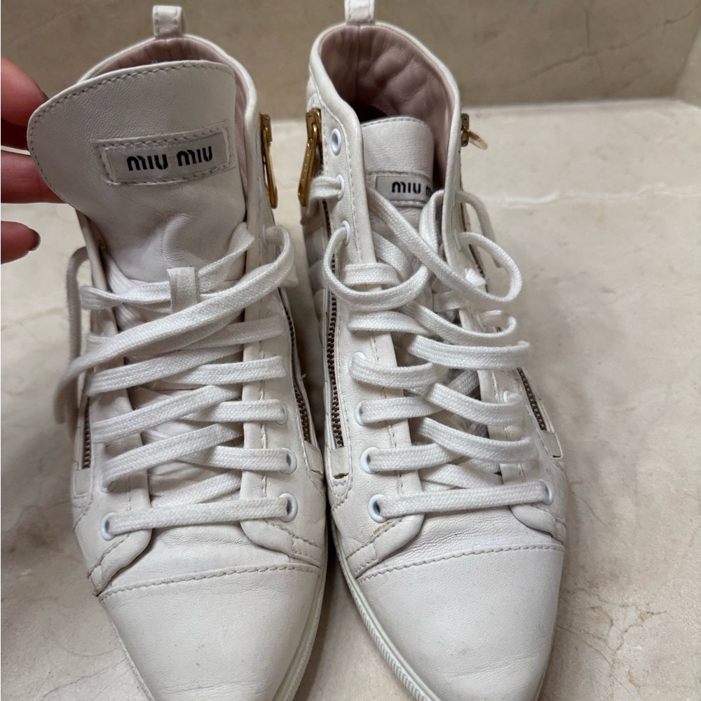 Miu Miu White Sleek Sneakers